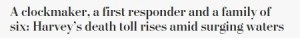 HurricaneHarvey, Hurricane Harvey, #HurricaneHarvey, Houston, death, family